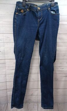 DEREON Jeans Stretch Denim Blue Beaded Sz 11/12 Waist 34"
